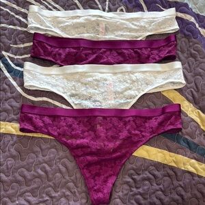 NWT 4 Victoria's Secret Lace Thong Panties - Set of 4